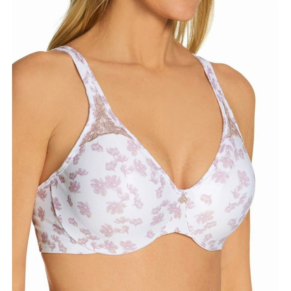 Bali Passion for Comfort Minimizer Underwire Bra 42DDD White Pink‎ Floral DF3385